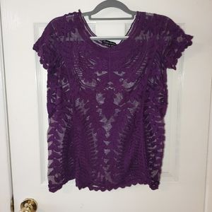 Knapp Studio Purple Lace Sheer Seethrough Shirt